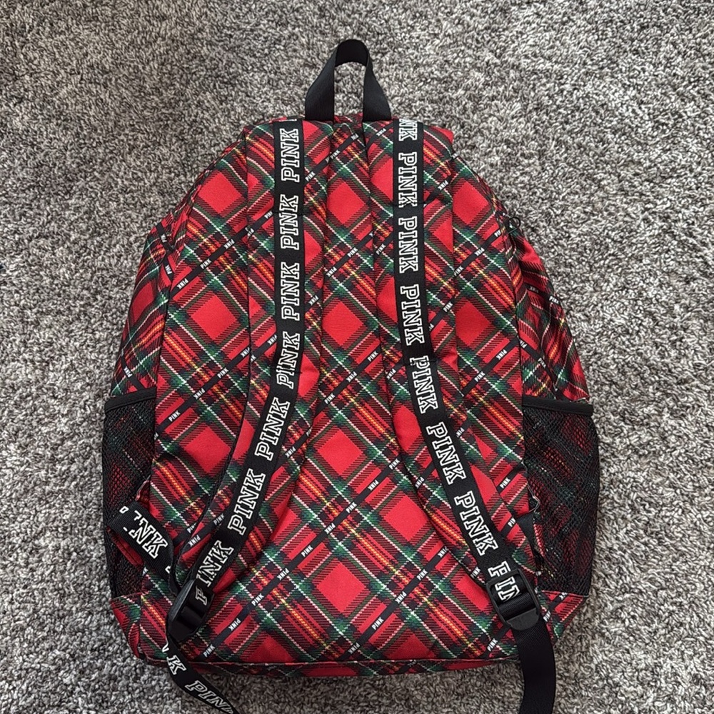 Pink Victoria’s Secret Red Plaid Campus Backpack - Picture 2 of 9
